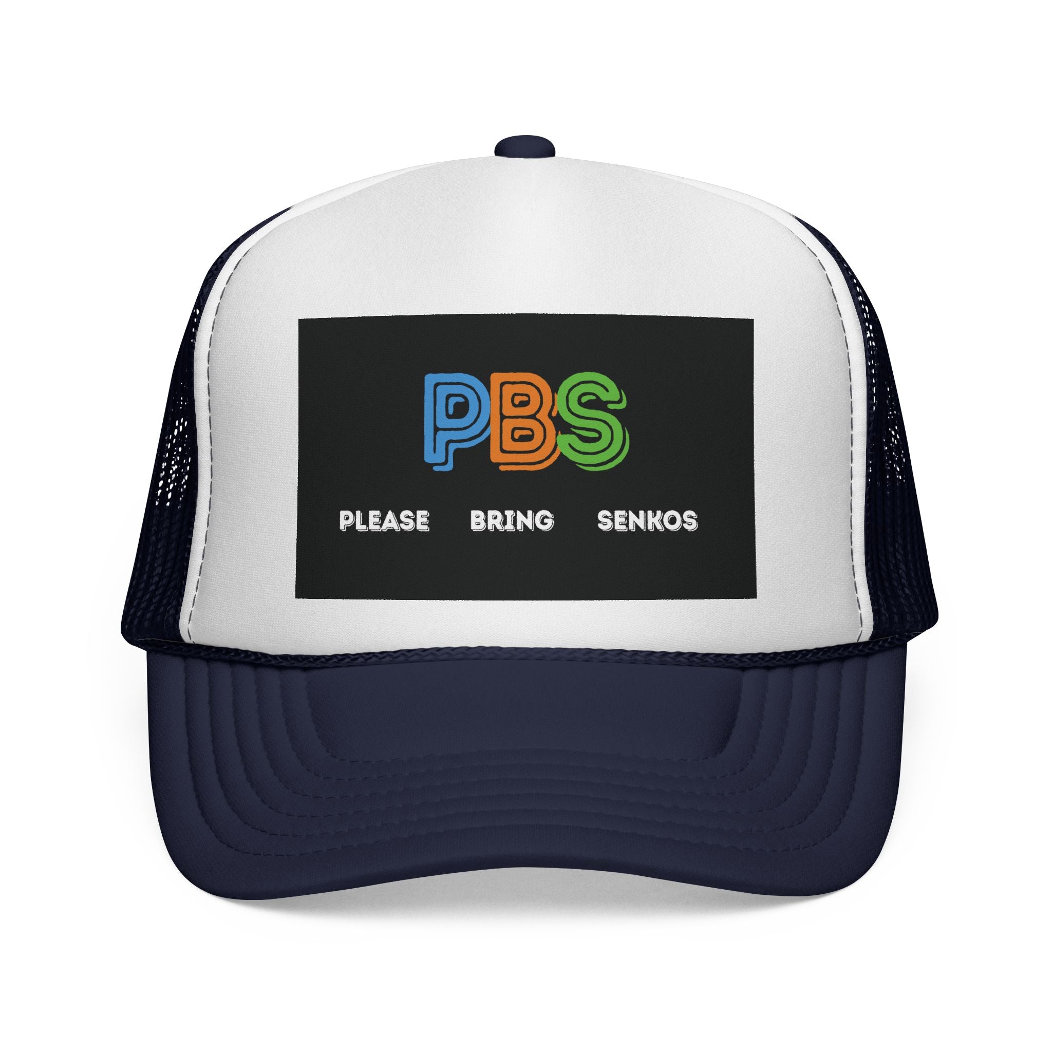 Please Bring Senkos Trucker Cap — Retro PBS Look Logo Hat