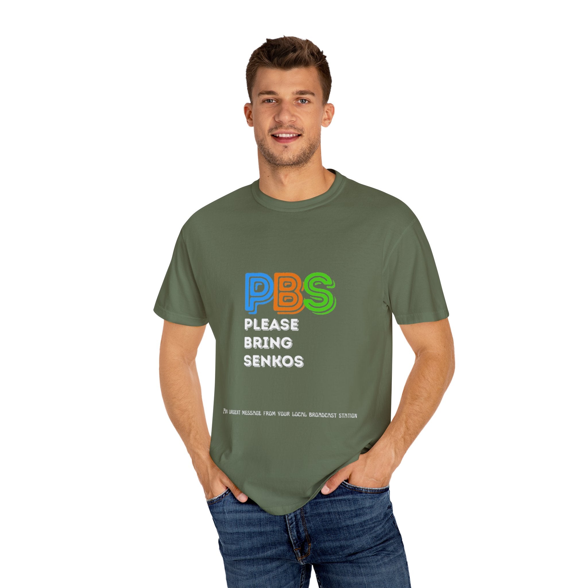 Please Bring Senkos T-Shirt — Retro PBS Logo Graphic Tee