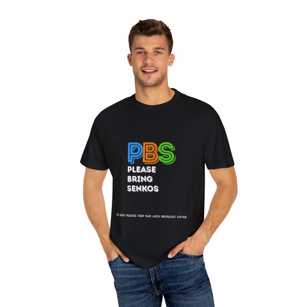 Please Bring Senkos T-Shirt — Retro PBS Logo Graphic Tee