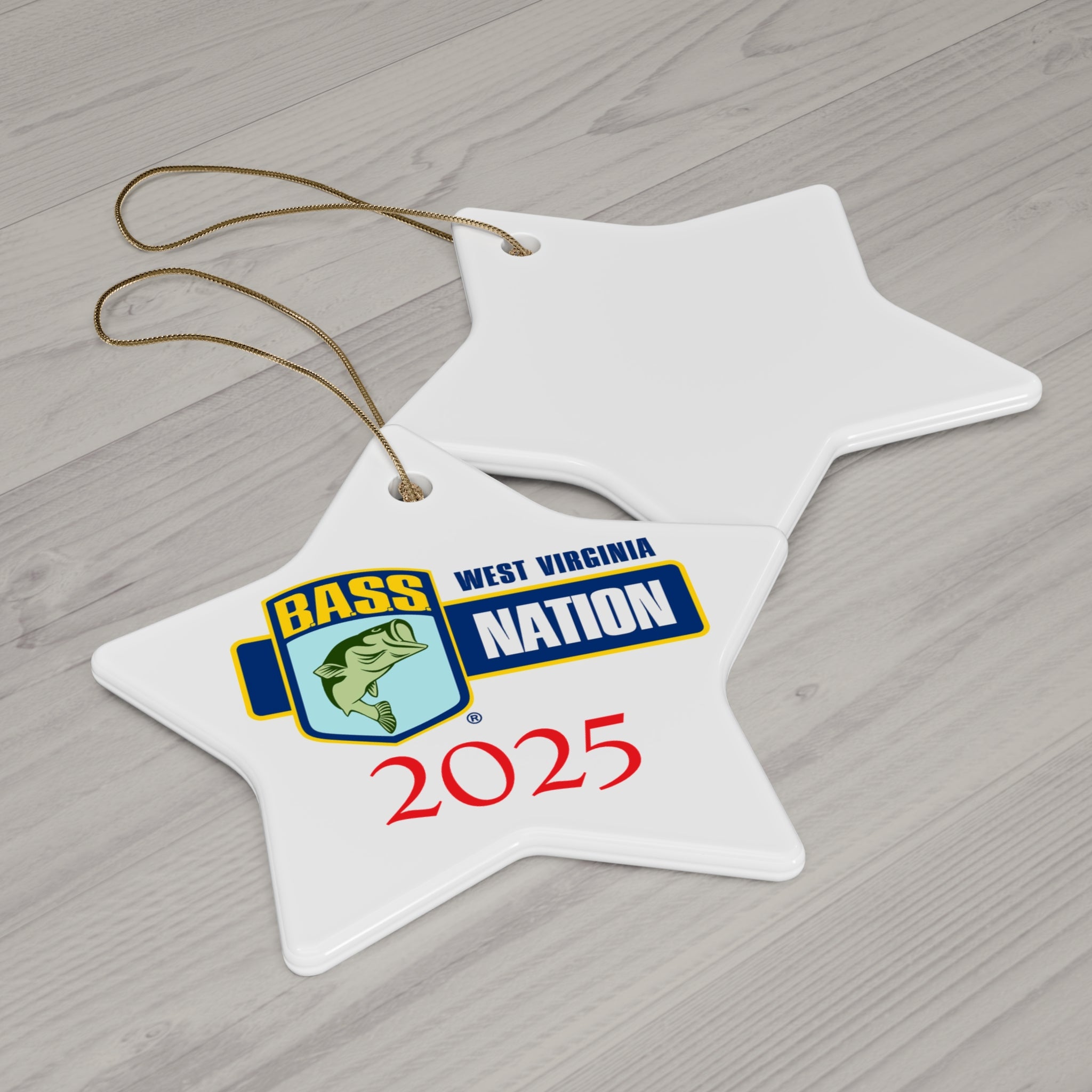 Bass Nation Ceramic Ornament – Star-Shaped Fishing Holiday Decoration