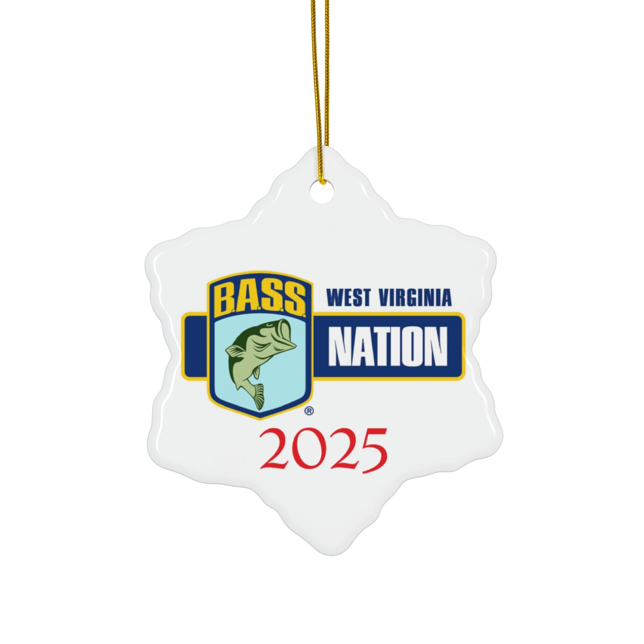 Bass Nation Ceramic Ornament – Star-Shaped Fishing Holiday Decoration