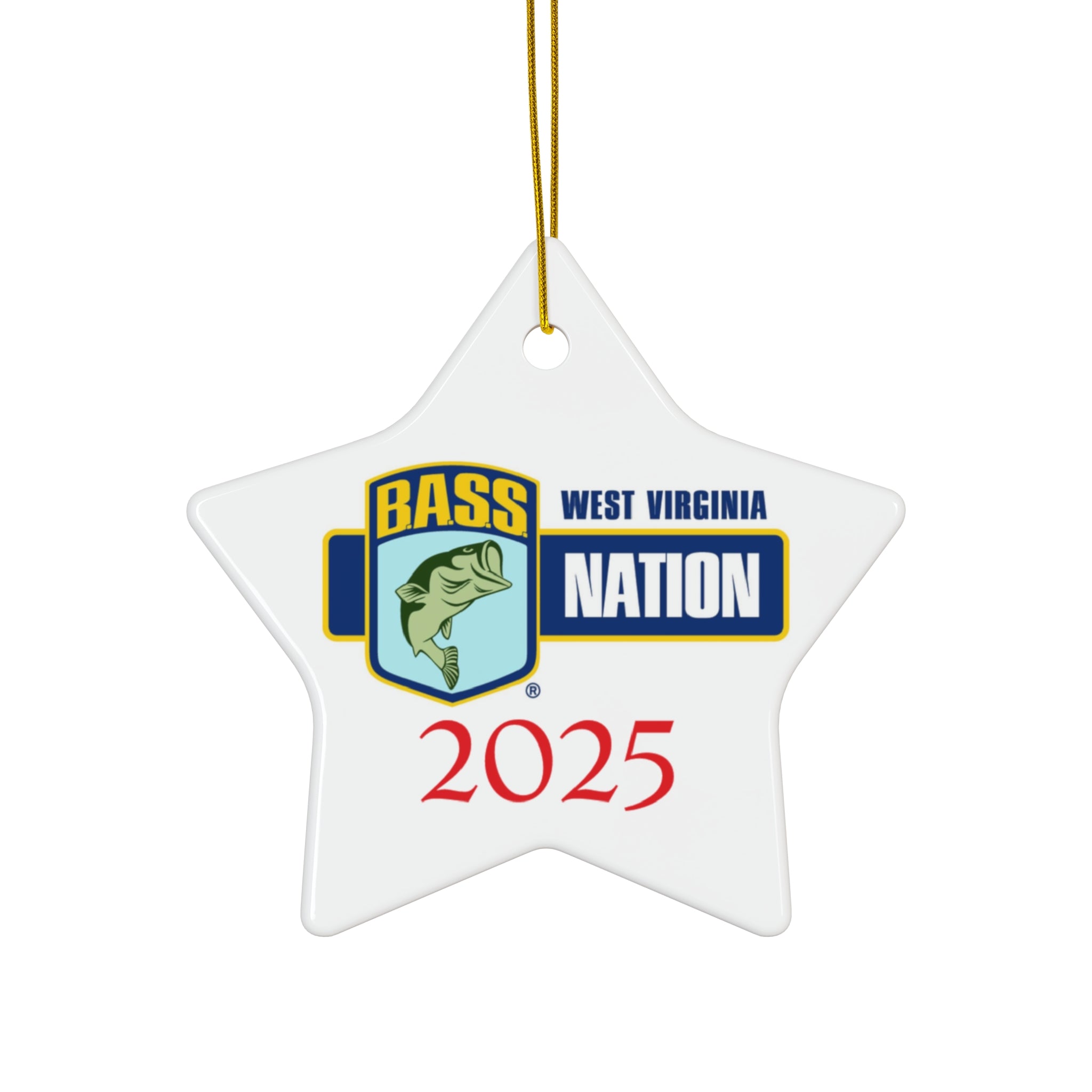 Bass Nation Ceramic Ornament – Star-Shaped Fishing Holiday Decoration