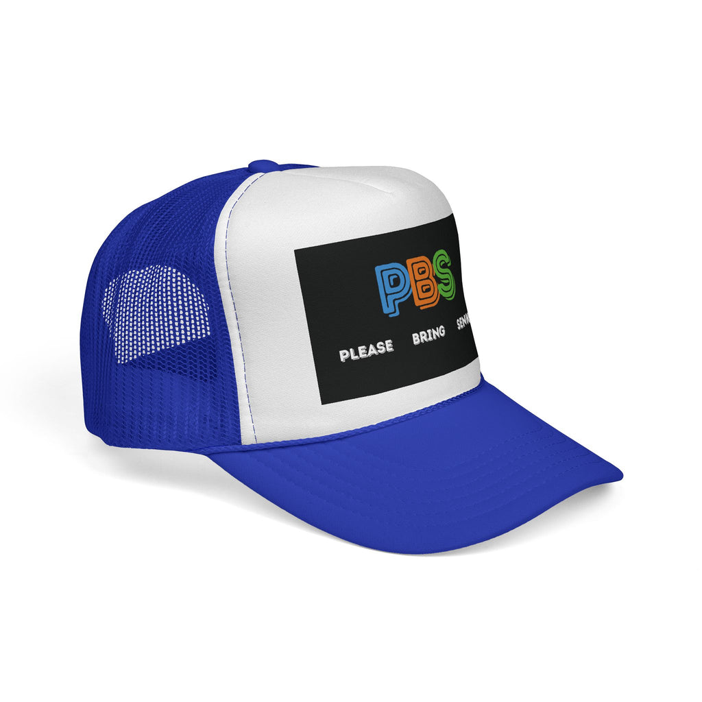 Please Bring Senkos Trucker Cap — Retro PBS Look Logo Hat