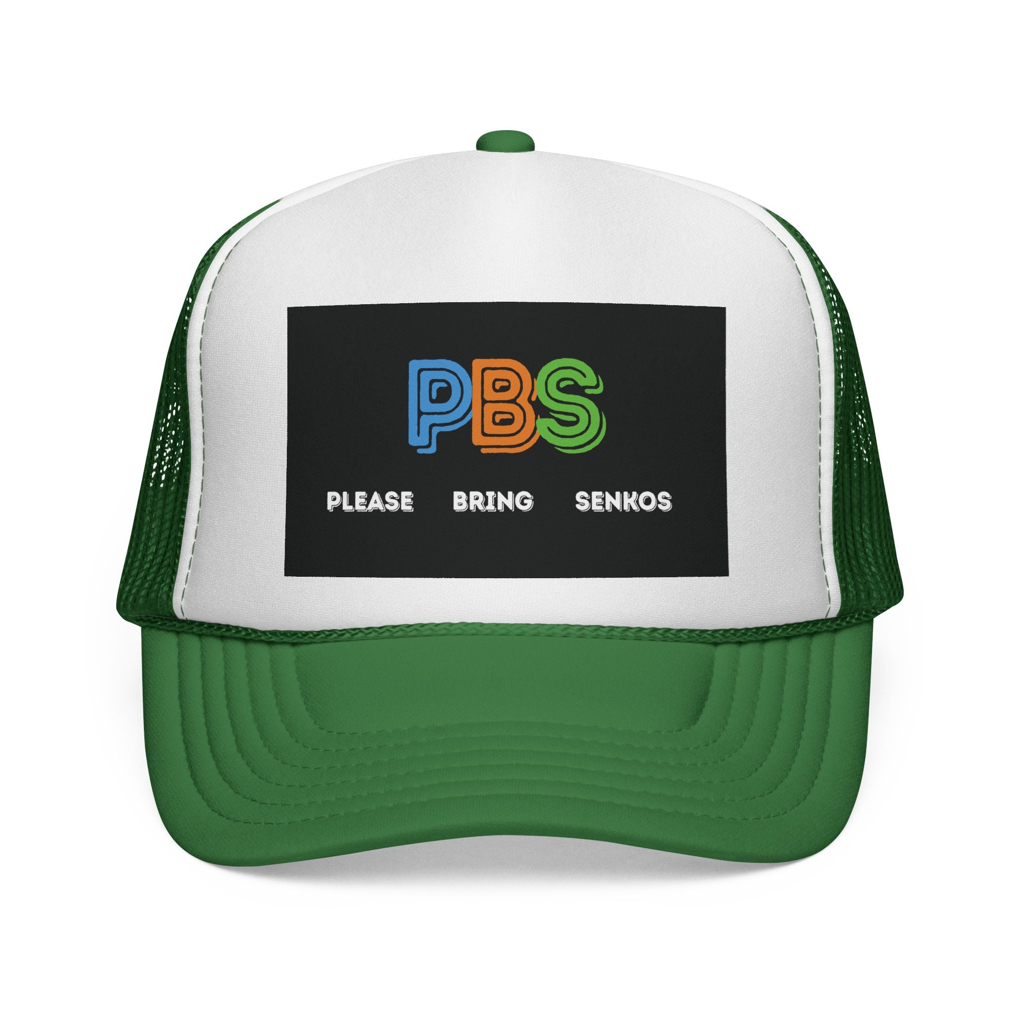 Please Bring Senkos Trucker Cap — Retro PBS Look Logo Hat