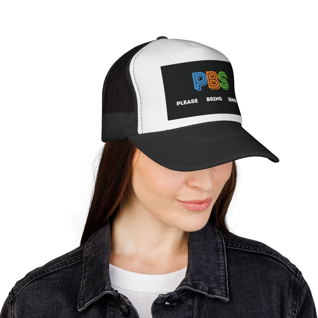 Please Bring Senkos Trucker Cap — Retro PBS Look Logo Hat