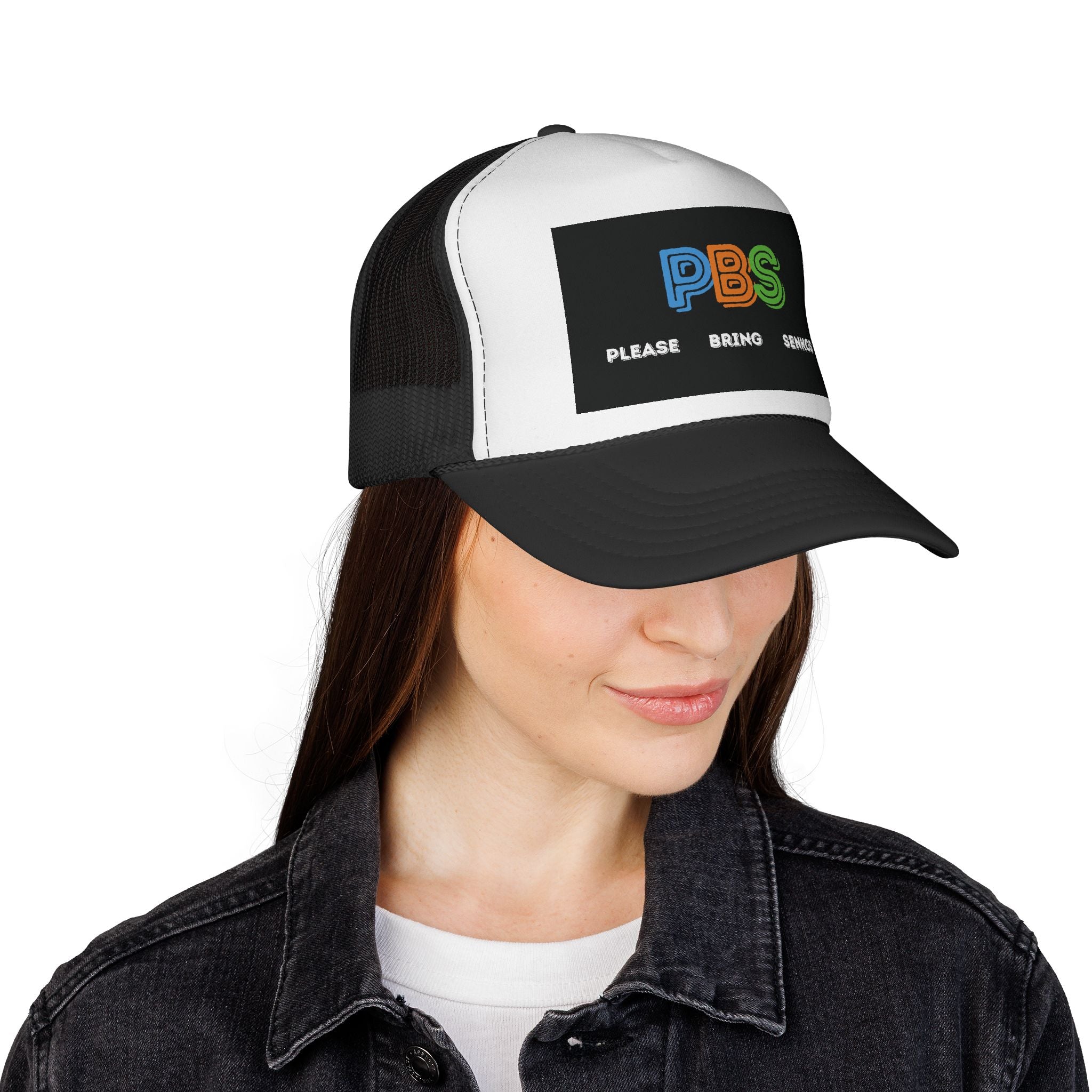 Please Bring Senkos Trucker Cap — Retro PBS Look Logo Hat