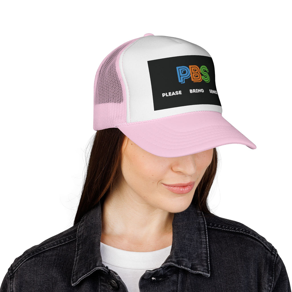 Please Bring Senkos Trucker Cap — Retro PBS Look Logo Hat