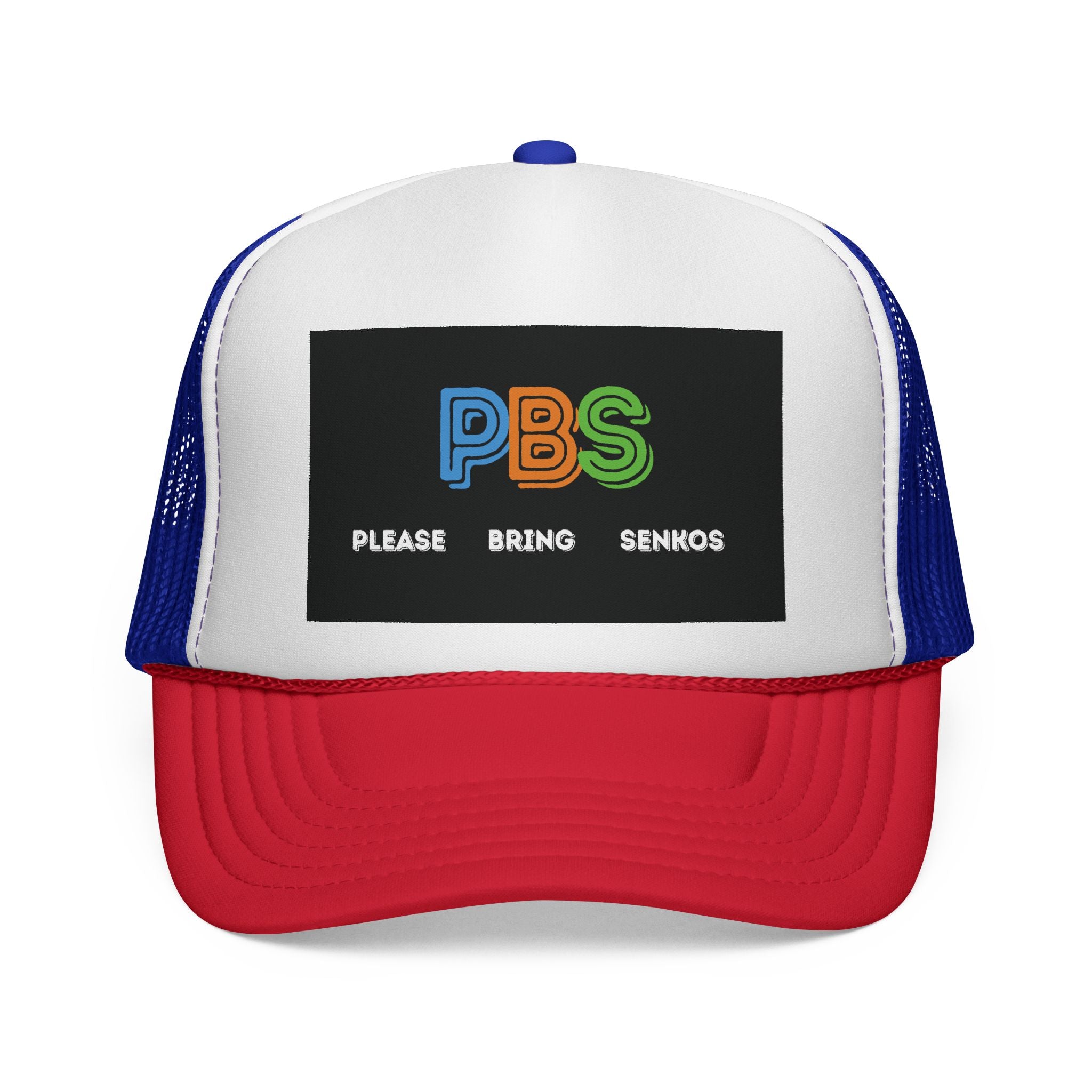 Please Bring Senkos Trucker Cap — Retro PBS Look Logo Hat