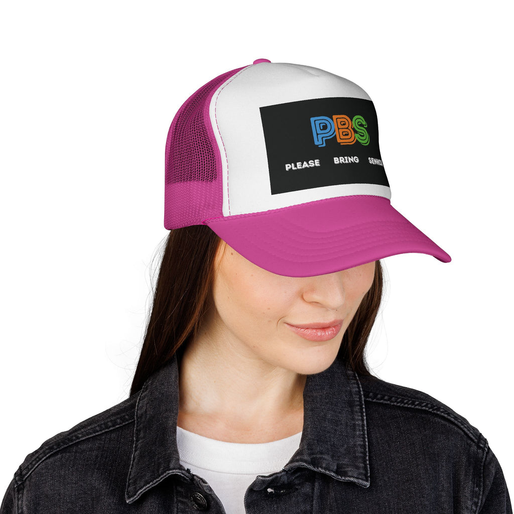 Please Bring Senkos Trucker Cap — Retro PBS Look Logo Hat