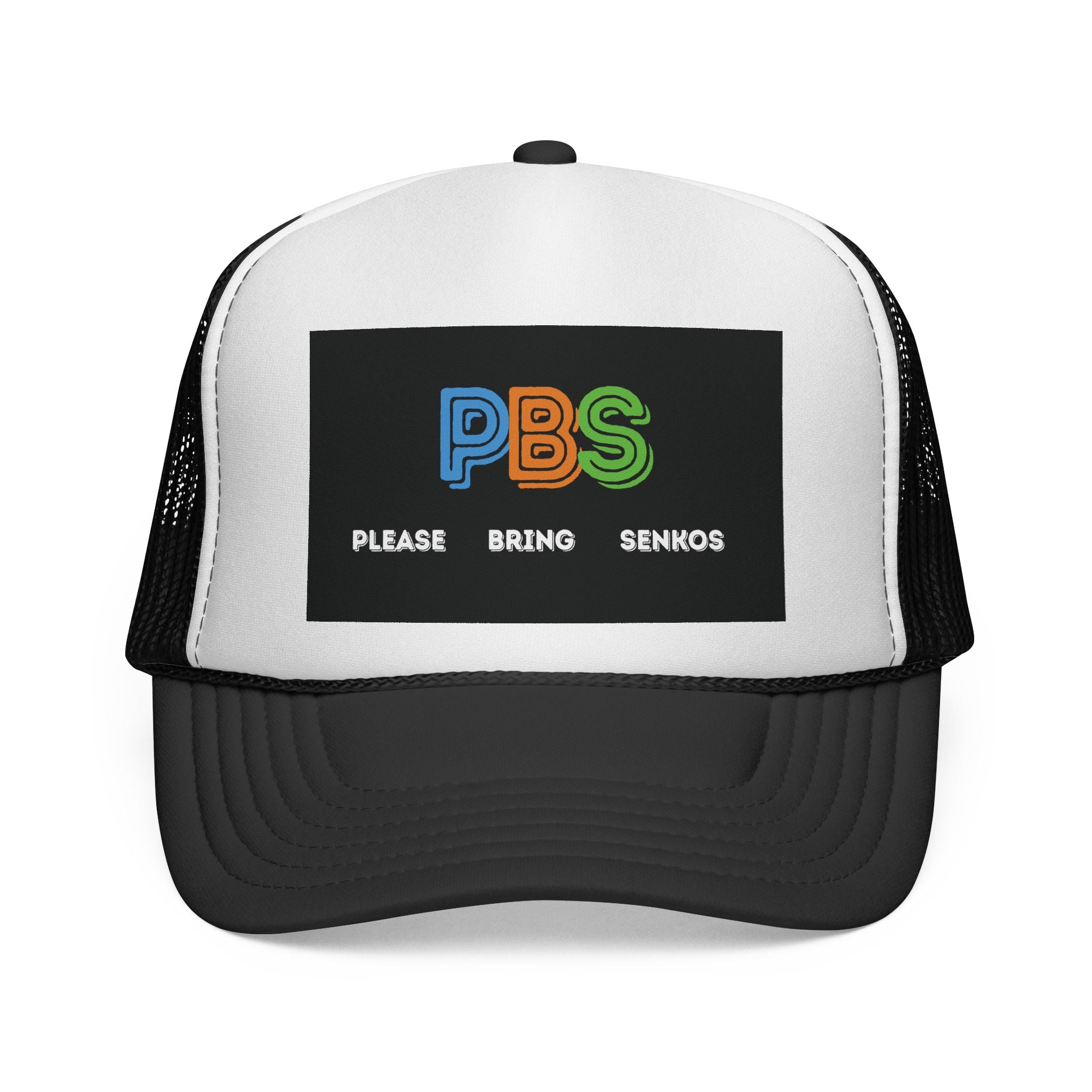 Please Bring Senkos Trucker Cap — Retro PBS Look Logo Hat