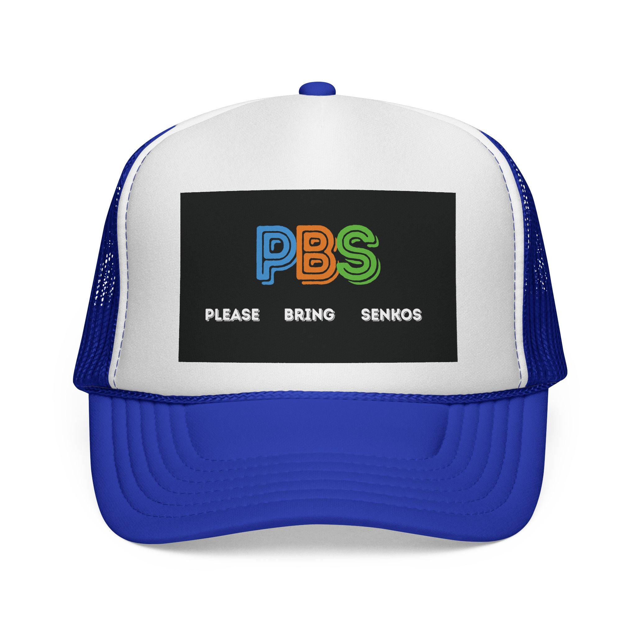 Please Bring Senkos Trucker Cap — Retro PBS Look Logo Hat