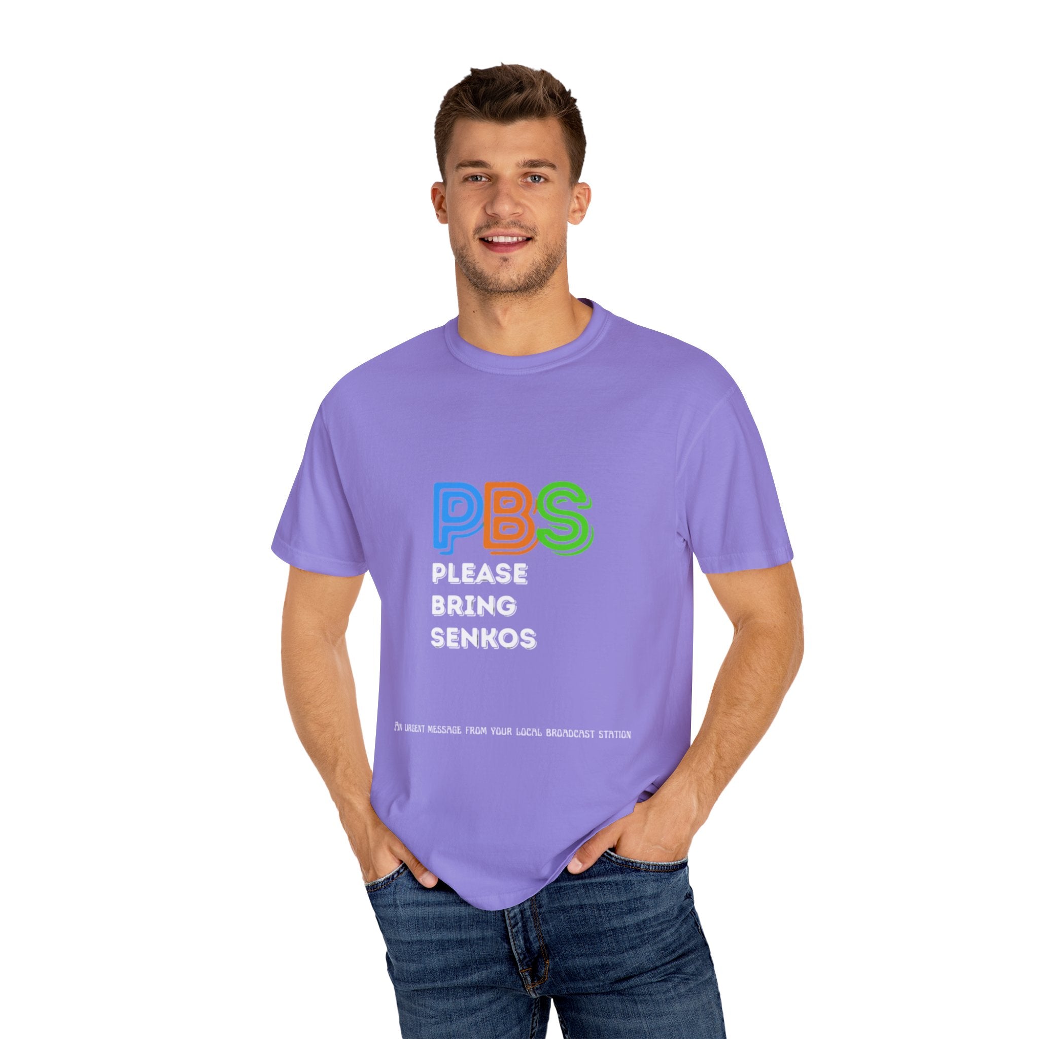 Please Bring Senkos T-Shirt — Retro PBS Logo Graphic Tee