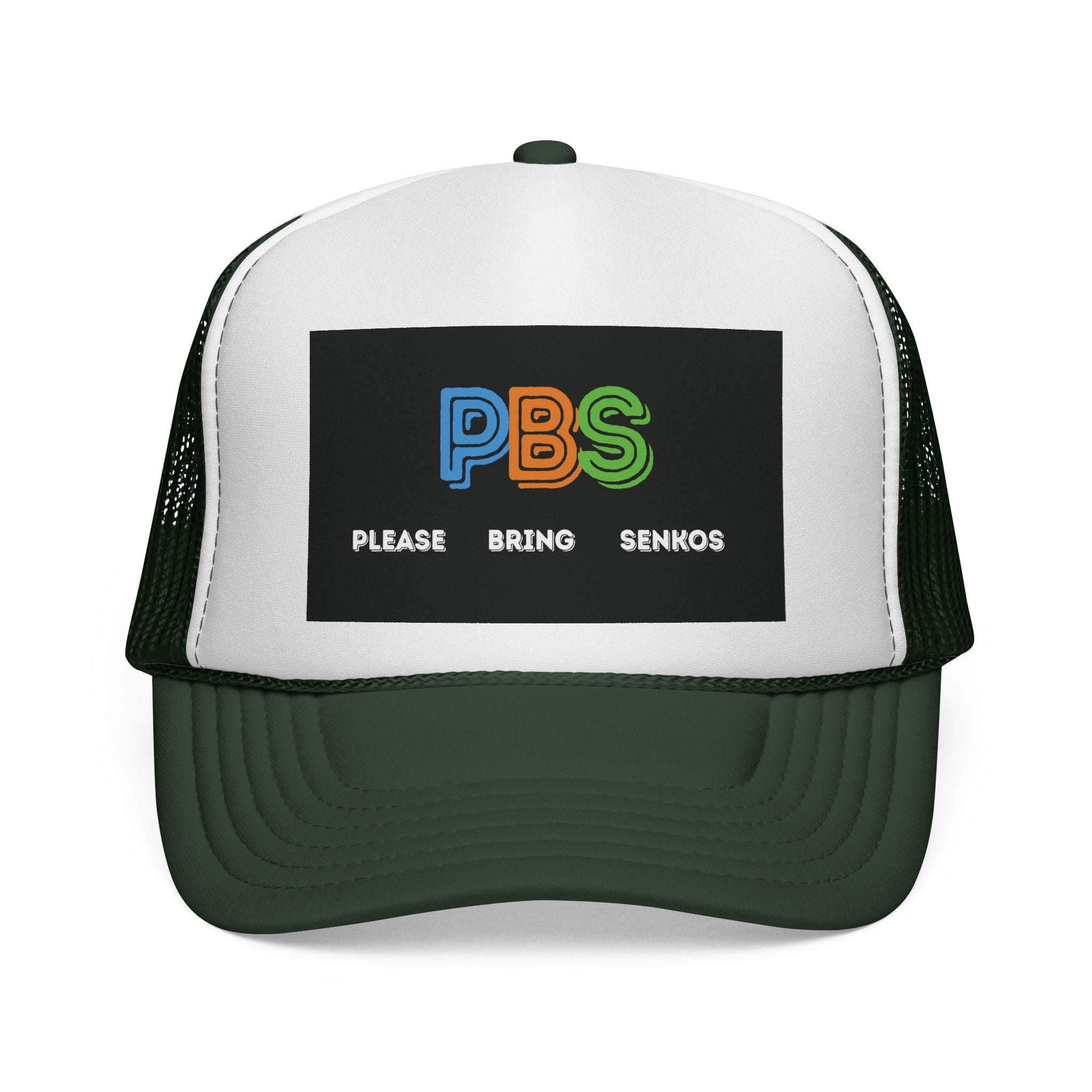 Please Bring Senkos Trucker Cap — Retro PBS Look Logo Hat