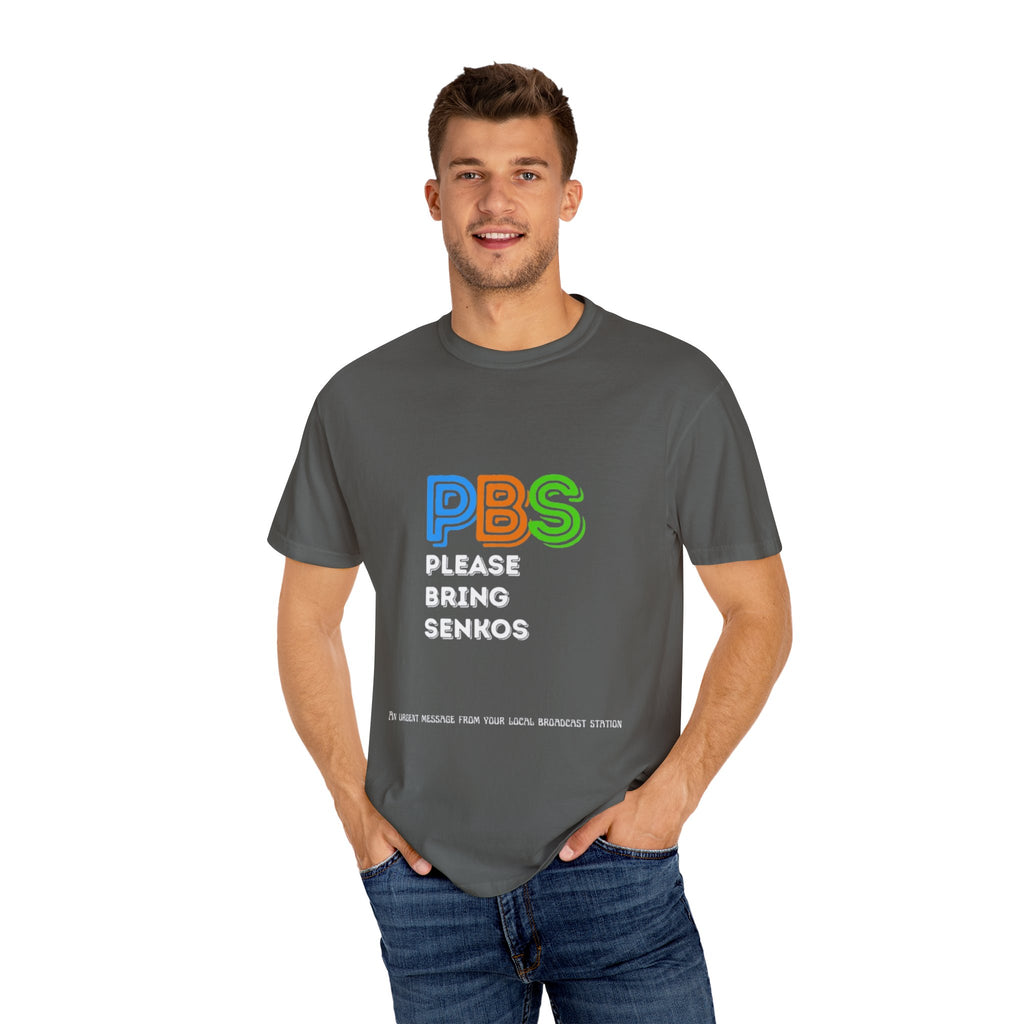 Please Bring Senkos T-Shirt — Retro PBS Logo Graphic Tee