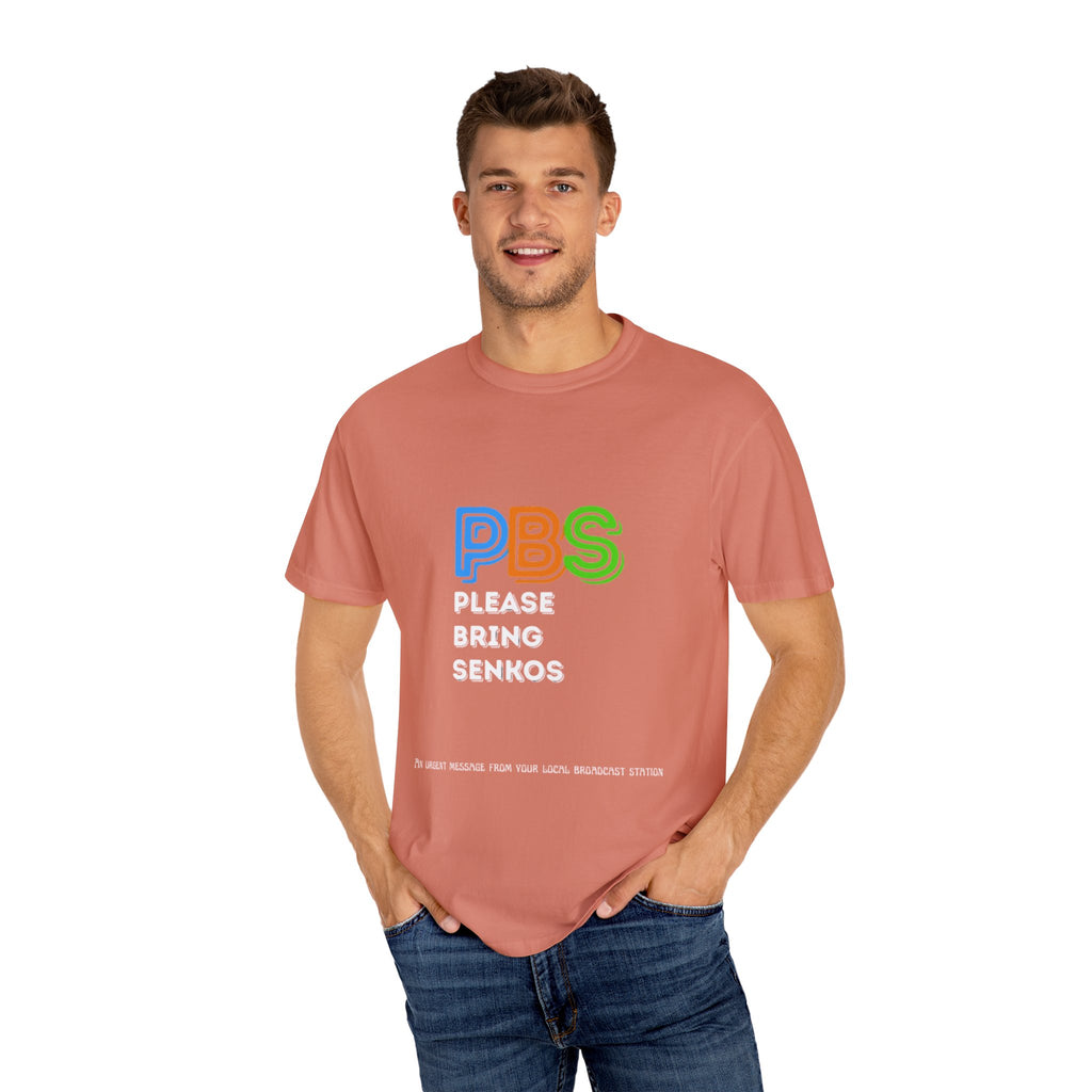 Please Bring Senkos T-Shirt — Retro PBS Logo Graphic Tee