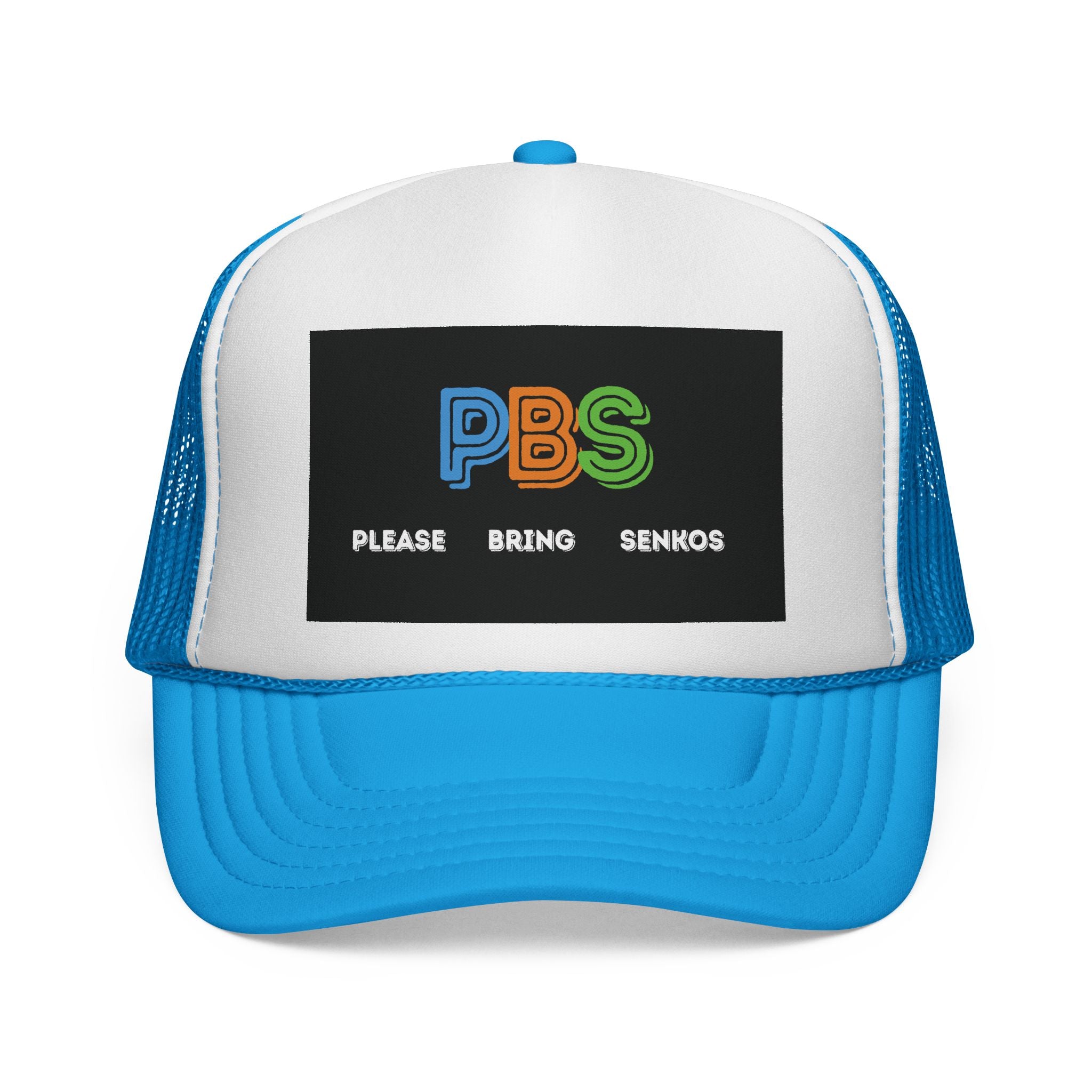 Please Bring Senkos Trucker Cap — Retro PBS Look Logo Hat